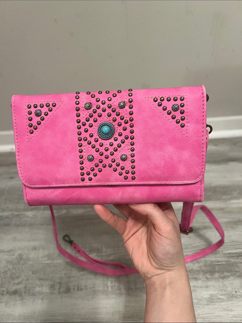 Studded Crossbody Wallet/ Wristlet